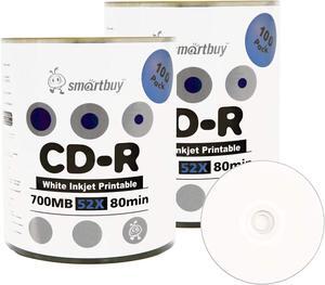 Smartbuy 700mb/80min 52x CD-R White Inkjet Hub Printable Blank Recordable Media Disc (200-Disc)