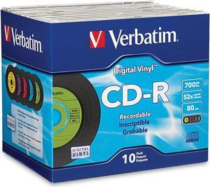 VERBATIM 94439 CD-R 80min 52X with Digital Vinyl Surface - 10pk Slim Case