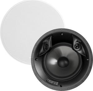 Polk Audio 80F/X-RT in-Ceiling 2-Way Round Surround Speakers - 8" Woofer, Dual 3/4" Tweeters | 100 Watts | Paintable Sheer Grille | White, Pair