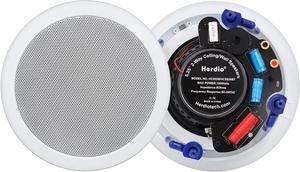 Herdio 5.25 Inch Ceiling Speakers, 300 Watts Round in Wall Speaker, Premium Spring Loaded Home Theater Speaker System, for Indoor/Outdoor Placement, Bath, Covered Porches (2 Speakers)