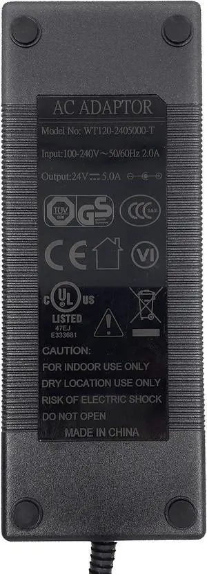 PS-24v120w | 24 Volt 120 Watt Power Supply for PoE injectors and Other 24v Applications - UL, CE, FCC Approved