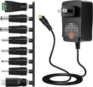 36W Universal 3V 4.5V 5V 6V 7.5V 9V 12V AC DC Adapter Power Supply for LCD LED Light Strip Router HUB Speaker Smart Phone TV Box 1A 1.5A 2A 2.5A 3A 3000mA Amp Max.