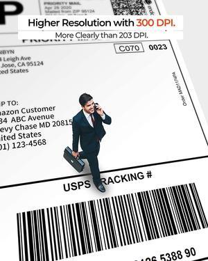 MUNBYN Thermal Label Printer 300DPI, 4x6 USB Shipping Label Printer for Shipping Packages & Small Business, Thermal Printer for Shipping Labels with USPS Shopify Ebay, One-Click Setup for Windows Mac