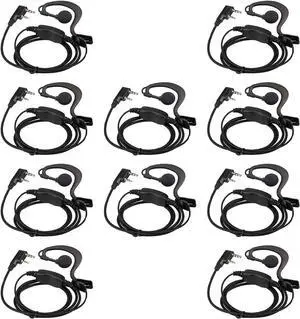 Retevis Case of 10, Two Way Radio Earpiece with Mic Single Wire Earhook Headset Compatible with Baofeng BF-888S UV-5R H-777 RT22 Arcshell AR-5 Walkie Talkies