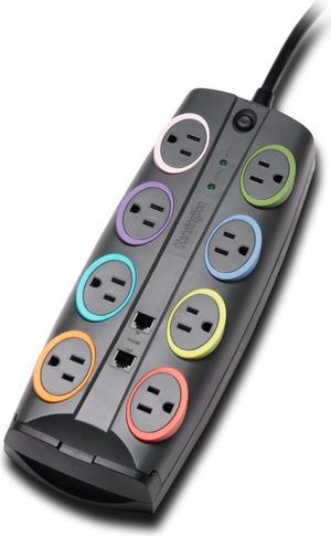 Kensington SmartSockets 8-Outlet, 8-Foot Cord, & 3090 Joules Premium Surge Protector (K62691NA) Gray