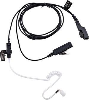 KS K-STORM PD782 Acoustic Tube Earpiece Headset Compatible with Hytera PT580 PD702 PD780 Radio, PU Material, Black