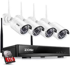 Gadpiparty ZOSI FULL 1080P HD Wi-Fi Wireless Security Camera System 4CH 1080P HDMI NVR and (4) HD 2.0MP 1080P Indoor/Outdoor IP Cameras,65ft Night Vision, Customizable Motion Detection With 1TB Hard