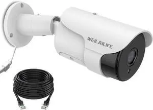 Gadpiparty WEILAILIFE 90ft Super Night Vision & 130°Ultra Wide-Angle 2-Way Audio 5.0MP Outdoor Wired Extended Security Camera, Bullet Exterior Surveillance, Home Video Surveillance & Security Camer