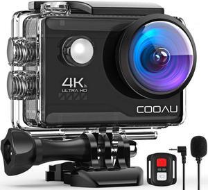 COOAU 4K 20MP WiFi Action Camera External Microphone Remote Control Underwater 40M Waterproof Sport Camera Time Lapse with 2X1200mAh Batteries and 20 Accessories