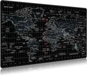 Xiaogan New Upgraded Version Gaming Mouse Pad Large Size 35.4 X 15.7X 0.12inches Desk Mat Mousepad with Personalized Design - Black World Map