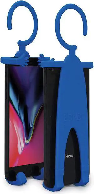 Bondi Plus Flex Phone Holder and Stand - Adjustable Flexible Silicone Case Hanging Mount for Car Bike and Desk up to 6.75" Large Cell Phones - iPhone Xs XR 11 SE - Samsung Galaxy S10 S20  Blue