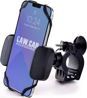 Metal Bike & Motorcycle Phone Mount for Any Smartphone (iPhone 14 Pro Max/Mini, Galaxy S23). Unbreakable Handlebar Cell Phone Holder for Bike, Scooter, Bicycle Phone Mount. x10 to Safeness & Comfort