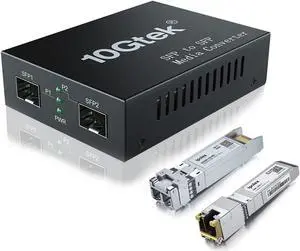 ipolex 10G SFP+ to SFP+ Fiber Media Converter, 10G OEO Converter, with SFP+ SR Module and 10GBase-T Copper Module, Supports Multi Mode LC Fiber and CAT.6a/7,Fiber to Ethernet Transmission up to 300m