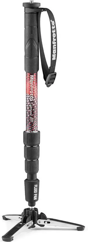 Element MII Video Aluminium Fluid Monopod, Slim and Lightweight, Loads up to 16kg, Foldable Fluid Base, 4 Sections, Twist Locks, for mirrorless and DSLR Cameras,Red