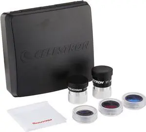 Xiaogan - PowerSeeker Telescope Accessory Kit - Includes 2x 1.25  Kellner Eyepieces, 3 Colored Telescope Filters, and Cleaning Cloth - Telescope Eyepiece Kit for Beginners