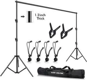 Photo Video Studio 10ft (W) x 9.2ft (H) Heavy Duty Adjustable Photography Backdrop Stand Background Support System Kit with Carry Bag