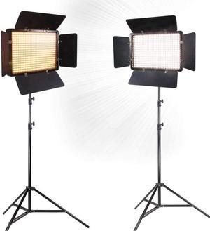 2 Sets of LED Barn Door Light Panel with Light Stand Tripod, Dimmable Color Temperature Control by Color Filter Gel, Continuous Light Kit, AC Power Cord, AGG1684V3