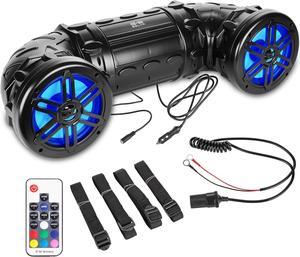 BPS6RGB UTV/ATV Weatherproof Sound System Dual 6.5 Speakers with 1 Tweeters, Built-in Amplifier, Bluetooth, Aux-in, Multi Color Illumination, Wireless Remote, Easy Installation
