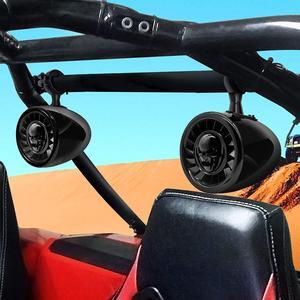 AS5-X All-in-One 600W Built-in Amplifier 5 in. Full Range Waterproof Bluetooth ATV RZR UTV Stereo Speakers Audio Amp System AUX USB, 1.5 to 2" Rollcage Bar Polaris 4 Wheeler Can-Am
