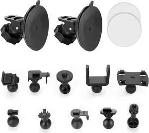 Dash Cam Suction Cup Mount Compatible with Crosstour, APEMAN, YI 2.7",  Z3 3" and Most Other Dash Cam with 16 Different Points, 3 x Glue Double Sided Adhesive Tapes, 3 Wipes(Dry and Wet)