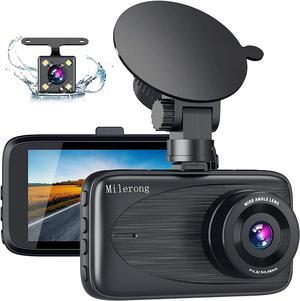 Dash Cam Front and Rear, Milerong 1080P FHD Dash Camera for Cars , 3" IPS Display Full HD170° Wide Angle Car Camera with Night Vision, G-Sensor, Loop Recording, Parking Monitor, Motion Detection,WDR