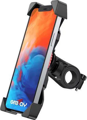 Bike Phone Mount Universal Motorcycle Cell Phone Holder Anti Shake Cradle Clamp for Road Bike/MTB/Scooter with 360 Rotation for 3.5-6.5 inch Smartphone