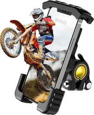 OQTIQ Dirt Bike Phone Mount, Motorcycle Handlebar Phone Mount Cell Phone Clamp, Scooter Phone Clip Compatible with iPhone 14/ iPhone 13 Pro Max, S9, S10 and More 4.7" - 6.8" Cellphone