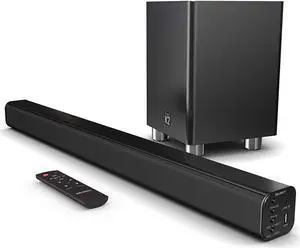 Majority K2 Sound Bar with Subwoofer | 150W Powerful Stereo 2.1 Channel Sound Bar for TV | Home Theatre 3D Surround Sound I HDMI ARC, Bluetooth, Optical & RCA Connection I USB & AUX Playback | Black