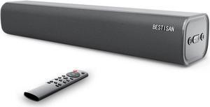 BESTISAN Sound Bar TV Sound Bar Wireless Bluetooth 5.0 Sound Bar 3 Equalizer Modes for Home Theater Games PC Cellphone (Remote Control, DSP, Bas/Treble Adjustable, Wall Mounted)
