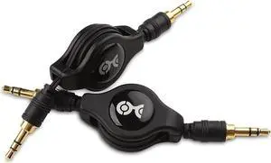 2-Pack Gold-Plated Retractable Aux Cable - 2.5 Feet