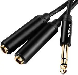 1/4 Splitter Cable TRS to Dual 1/4 TRS Stereo Y Adapter Gold-Plated Connectors High-Fidelity Sound Durable Aluminum Alloy Shell for Studio DJ Headphones Live Sound Systems - 1.6Ft