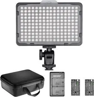 NEEWER Dimmable 176 LED Video Light Lighting Kit: 176 LED Panel 3200-5600K, 2 Pieces Rechargeable Li-ion Battery, USB Charger and Portable Durable Case for Canon, Nikon, Pentax, Sony DSLR Cameras