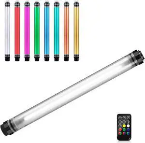 LUXCEO Handheld Photography Light Professional LED Video Light Wand 12 Lighting Mode, Stepless Dimming,CRI95 IP68 Waterproof with10400mAH Rechargeable Battery 3000k 5750k RGB Colorful Stick