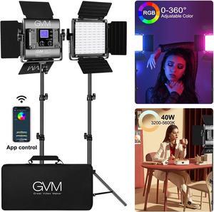 GVM RGB Led Video Light, 2PCS Video Lighting Kit with APP Control, 40W Photography Lighting Led Panel Light with 8 Kinds of The Scene Lights for Studio YouTube, 3200K-5600K, CRI 97+
