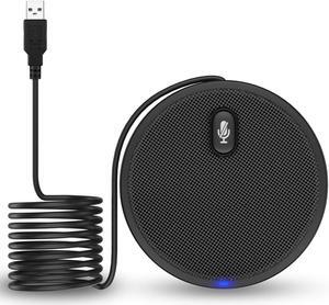USB Conference Microphone, 360° Omnidirectional Condenser PC Microphones with Mute Plug & Play Compatible with Mac OS X Windows for Video Conference,Gaming,Chatting,Skype