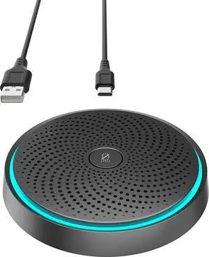 WISE TIGER USB Conference Microphone for Gaming, Skype, Zoom - 360 Omnidirectional Condenser PC Mic with One-Key Mute, Plug & Play Laptop Desktop Microphone