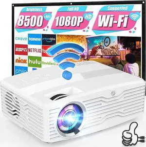 Native 1080P 5G WiFi Bluetooth Projector, 10000Lumens 300 Display Outdoor Projector, 350 ANSI, 4K Supported, Home Projector for iOS/Android/TV Stick, Welcome to consult