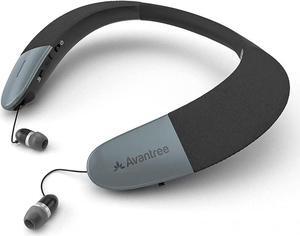 Avantree Torus Wearable Wireless Neck Speaker, Bluetooth 5.0, aptX HD, Low Latency, Personal Neckband Speakers with Retractable Earbuds, Superb Audio Quality, 3D Surround Stereo for Music TV (NB05)