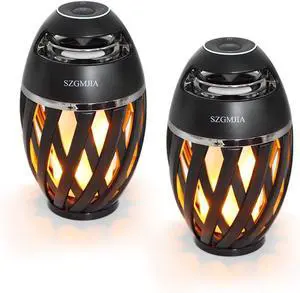 LED Flame Speaker, Flame Atmosphere Outdoor Bluetooth Speaker with Stereo Enhanced Bass Sound, TWS Supported Portable Wireless Speaker, BT4.2 for iPhone Ipad Android(2 Pack)