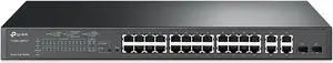 TP-Link 24 Port Fast Ethernet PoE Switch | 24 PoE+ Ports @192W, w/ 4 Uplink Gigabit Ports + 2 Combo SFP Slots | Smart Managed | Limited Lifetime Protection | Support L2/L3/L4 QoS and IGMP(T1500-28Pct)