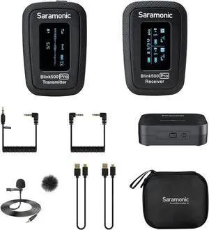 Saramonic Advanced 2.4 GHz Wireless Clip-On Microphone System with Lavalier & Dual-Channel Receiver for Cameras, Mobile Devices and More (Blink 500 Pro B1), Black,1x TX - TRS/TRRS, BLINK500PROB1
