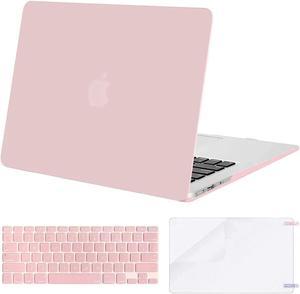 MOSISO Compatible with MacBook Air 13 inch Case (Models: A1369 & A1466, Older Version 2010-2017 Release), Protective Plastic Hard Shell Case & Keyboard Cover & Screen Protector, Rose Quartz