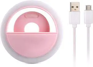 Mini Ring Light for Mobile Phones Universal Selfie Ring Lamp with Clip USB White 3 Mode Lighting