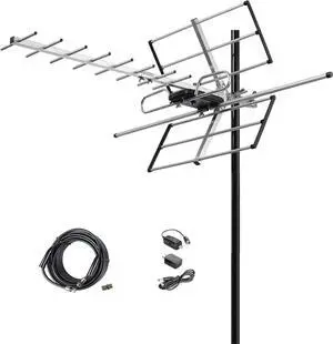 McDuory Digital Amplified Outdoor HDTV Antenna - 120 Miles Range - Built-in Amplifier - Performance in UHF/VHF - 40 feet RG6 Coax Cable - Tools Free Installation, Welcome to consult