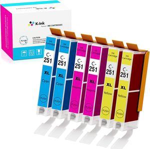 K-Ink Compatible Ink Cartridge Replacement for Canon CLI-251 CLI 251 XL (2 Cyan, 2 Yellow, 2 Magenta)