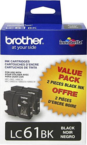 Brother Genuine LC61BK Ink Cartridge - Black 2 Pack