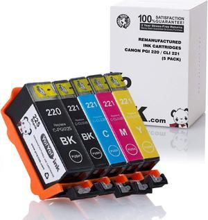 YoYoInk Compatible Ink Cartridge Replacement for PGI-220 & CLI-221 High Yield (1 Big Black, 1 Small Black, 1 Cyan, 1 Magenta, 1 Yellow, 5-Pack)