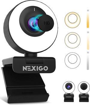 NexiGo N620E 60FPS AutoFocus ePTZ Webcam, 2X Digital Zoom, Ring Light & Privacy Cover, [Software Included], 1080P FHD Streaming Web Camera, Dual Stereo Mics, for Zoom Skype Teams