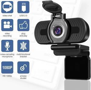 Dericam Webcam with Microphone, 1080P Webcam, Desktop Laptop Computer USB Web Camera with Privacy Cover and Tripod, Plug and Play for Video Streaming, Conference,Gaming