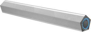 Sanyun SW009 Computer Speakers, 12W Wired USB Powerd Small Soundbar, Bluetooth 5.0, USB-C Connection with Built-in 24-bit DAC for Power and Audio, Full Metal Body, for PC Desktop Laptop, Silver